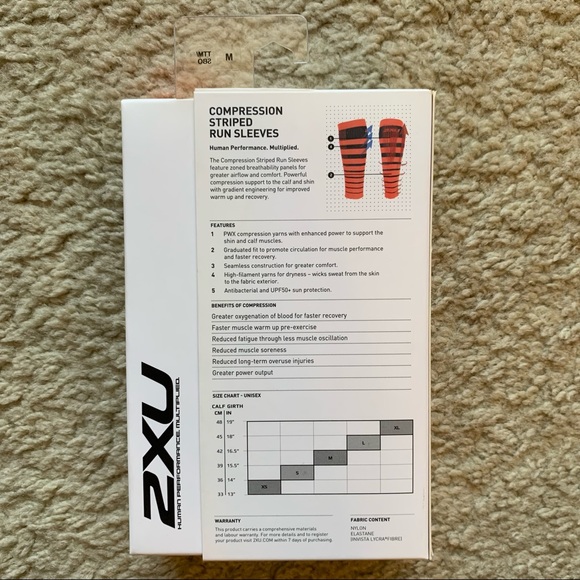 NWT Unisex 2xu Striped Run Compression Calf Sleeves - Picture 7 of 8